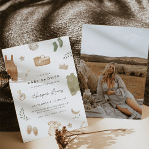 Genderneutrale kleding Foto Baby shower Kaart