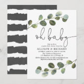 Genderneutrale koppels baby shower eucalyptus kaart (Voorkant / Achterkant)