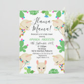 Genderneutrale Llama Mama Baby shower Uitnodiging (Staand voorkant)