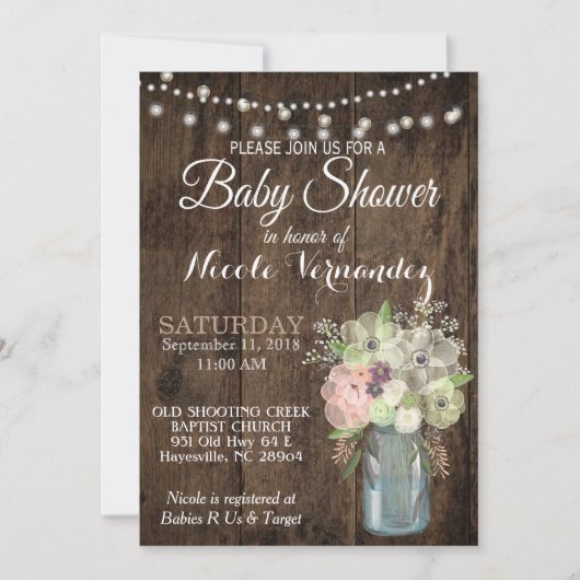 Genderneutrale Mason Jar Baby shower Uitnodiging (Voorkant)