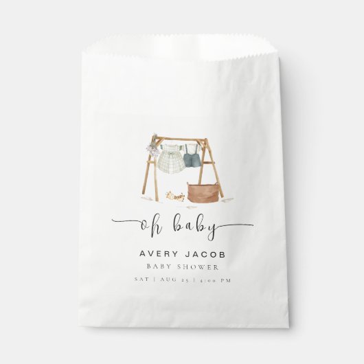 Genderneutrale minimalistische Boho Baby shower kl Bedankzakje (Voorkant)