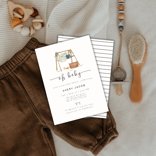 Genderneutrale minimalistische Boho Baby shower kl Kaart