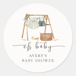 Genderneutrale minimalistische Boho Baby shower kl Ronde Sticker