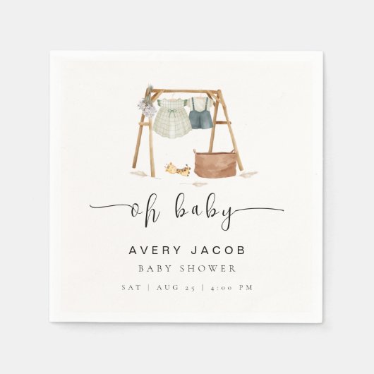 Genderneutrale minimalistische Boho Baby shower kl Servet (Voorkant)