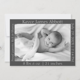 Genderneutrale minimalistische grijze aankondiging