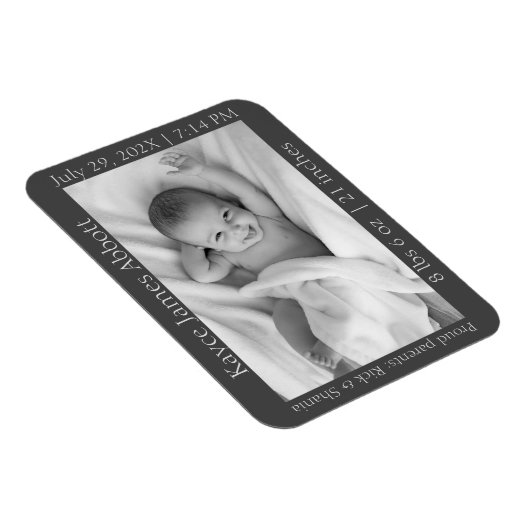 Genderneutrale minimalistische grijze aankondiging magneet (Rechterzijde)