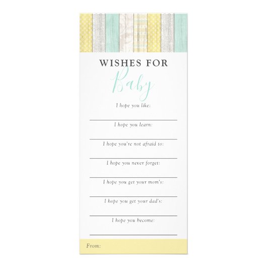 Genderneutrale mint wil Baby shower gamen Reclamekaart (Voorkant)