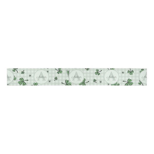 Genderneutrale monogram groene Shamrocks Grosgrain Lint (Voorkant)