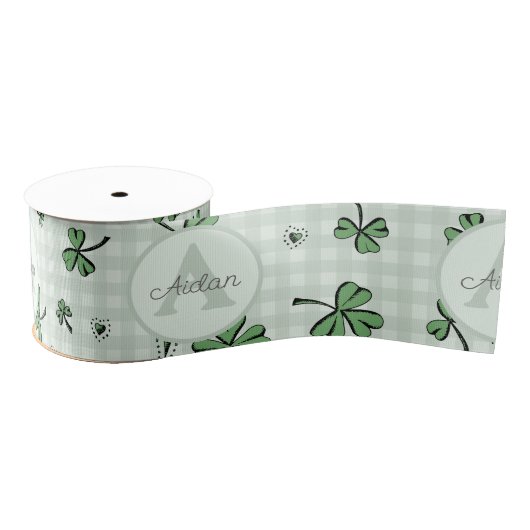 Genderneutrale monogram groene Shamrocks Grosgrain Lint (Spoel)