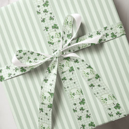 Genderneutrale monogram groene Shamrocks Grosgrain Lint