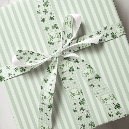 Genderneutrale monogram groene Shamrocks Grosgrain Lint