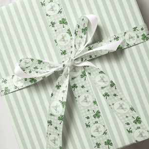 Genderneutrale monogram groene Shamrocks Grosgrain Lint