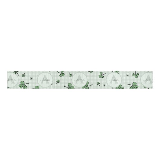Genderneutrale monogram groene Shamrocks Grosgrain Lint (Voorkant)