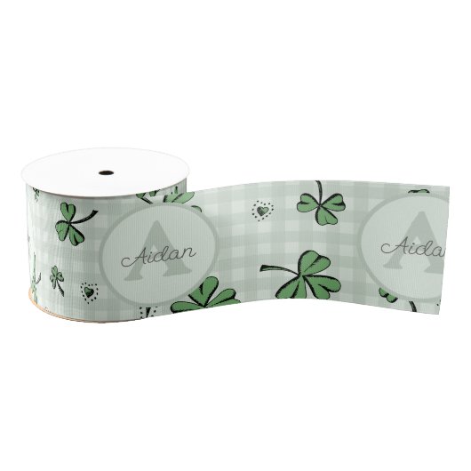 Genderneutrale monogram groene Shamrocks Grosgrain Lint (Spoel)