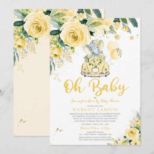 Genderneutrale olifant rijden door Baby shower Kaart (Voorkant / Achterkant)