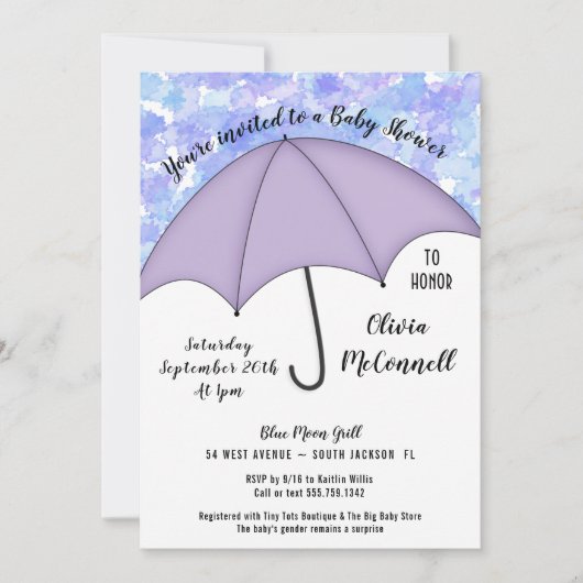 Genderneutrale paraplu Baby shower uitnodiging (Voorkant)