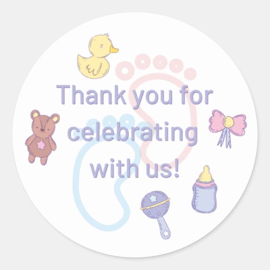 Genderneutrale pasta Baby shower Dank u wel Ronde Sticker (Voorkant)