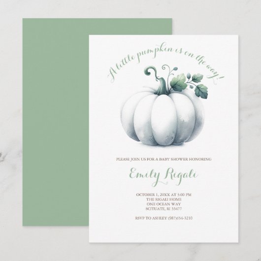 Genderneutrale Pumpkin Baby Shower Uitnodigingen (Voorkant / Achterkant)