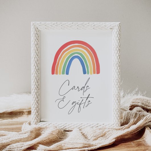 Genderneutrale regenboog Baby shower Kaarten en ca Poster