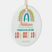 Genderneutrale regenboog Newborn Stats Keramisch Ornament (Rechts)