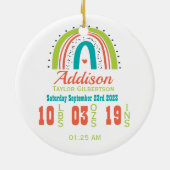 Genderneutrale regenboog Newborn Stats Keramisch Ornament (Achterkant)