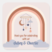 Genderneutrale regenboogparen Baby shower Vierkante Sticker (Voorkant)