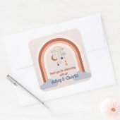 Genderneutrale regenboogparen Baby shower Vierkante Sticker (Envelop)