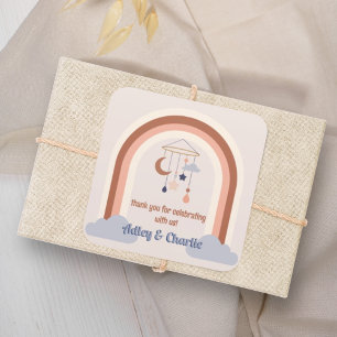 Genderneutrale regenboogparen Baby shower Vierkante Sticker