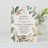 Genderneutrale rustieke herfst baby brunch douche kaart (Staand voorkant)