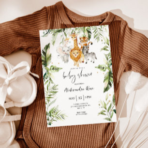 Genderneutrale Safari-dieren baby shower Kaart
