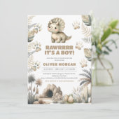 Genderneutrale schattige baby-dinosaurus prehistor kaart (Staand voorkant)