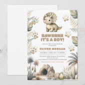 Genderneutrale schattige baby-dinosaurus prehistor kaart (Voorkant / Achterkant)