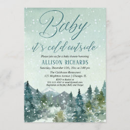 Genderneutrale sneeuwbergen rustiek baby shower kaart