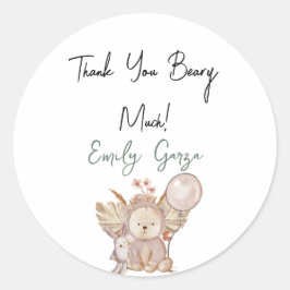 Genderneutrale Teddy Bear Baby shower Invitation Ronde Sticker