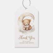 Genderneutrale teddybeer Moon Baby shower gunst Cadeaulabel (Voorkant)