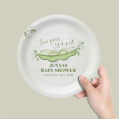 Genderneutrale twee erwten in een pod groen papieren bordje