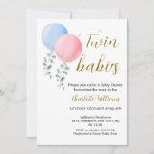 Genderneutrale tweeling Baby shower uitnodiging (Voorkant)