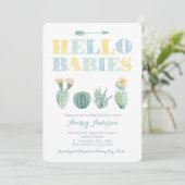 Genderneutrale tweelingen of Baby shower-cactus Kaart (Staand voorkant)