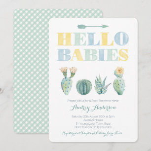 Genderneutrale tweelingen of Baby shower-cactus Kaart