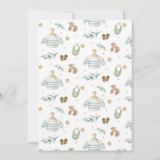 Genderneutrale  uitnodiging tot het Baby shower va (Achterkant)