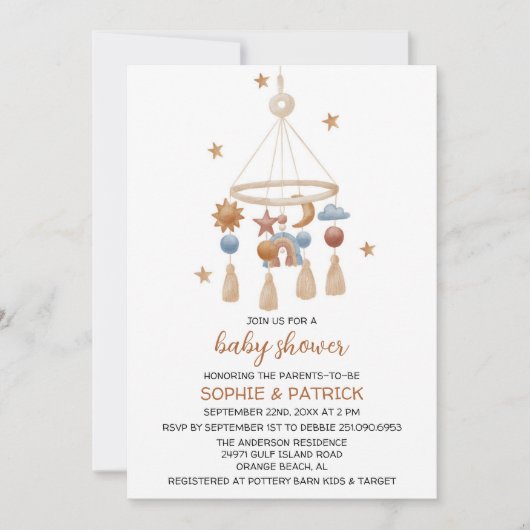 Genderneutrale uitnodiging voor Baby shower (Voorkant)