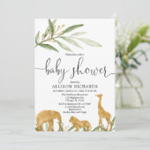 Genderneutrale uitnodiging voor baby shower, goude (Staand voorkant)