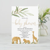 Genderneutrale uitnodiging voor baby shower, goude (Staand voorkant)