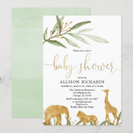 Genderneutrale uitnodiging voor baby shower, goude