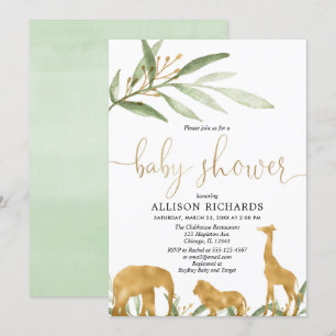 Genderneutrale uitnodiging voor baby shower, goude