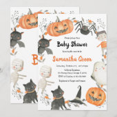 Genderneutrale uitnodiging voor Halloween Baby sho (Voorkant / Achterkant)