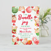 Genderneutrale uitnodiging voor kerstmis Baby show (Staand voorkant)