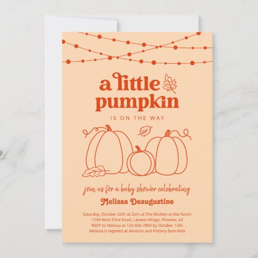 Genderneutrale uitnodiging voor pompoen-Baby showe (Voorkant)