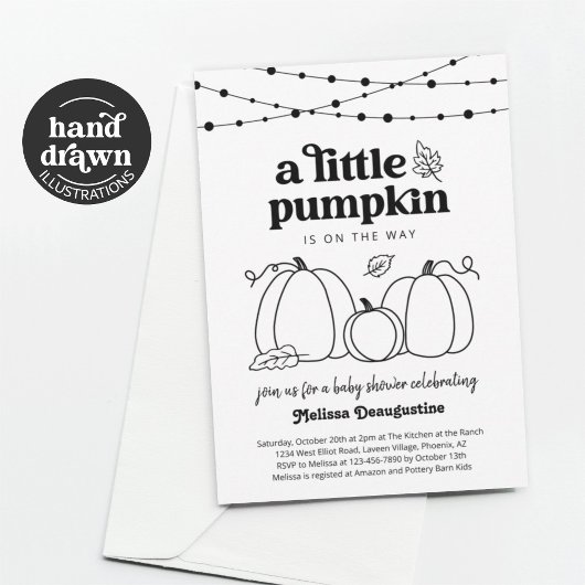 Genderneutrale uitnodiging voor pompoen-Baby showe