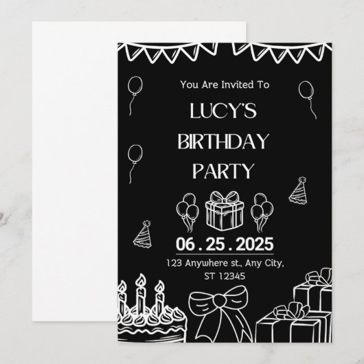 Genderneutrale uitnodigingen (Voorkant / Achterkant)